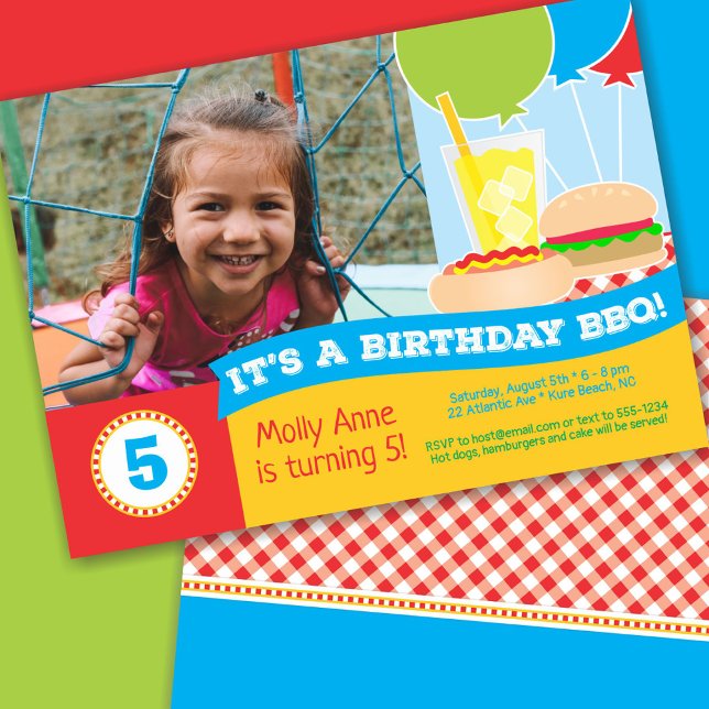 Invitación Foto de fiesta de cumpleaños de Cute Kid en BBQ (Subido por el creador)