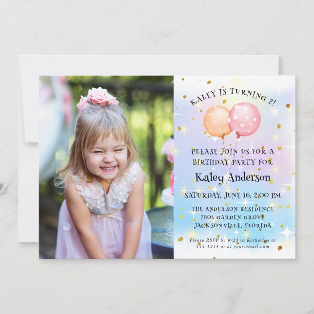 Invitación Foto de fiesta de cumpleaños de Cute Little Girl B (Anverso)