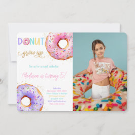 Invitación Foto de fiesta de cumpleaños de Donut Rosado
