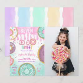 Invitación Foto de fiesta de cumpleaños de Donut Verde y Mora