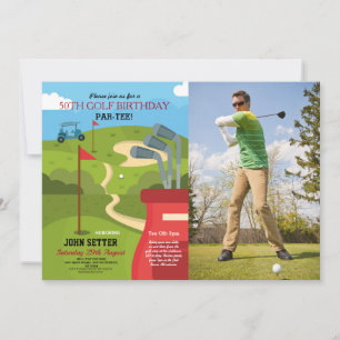 Invitación Foto de fiesta de cumpleaños de golf de cualquier