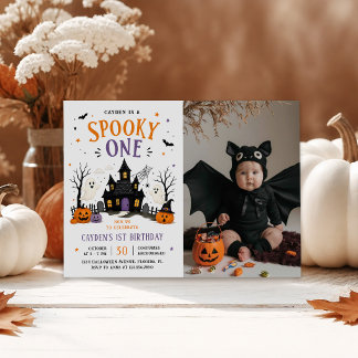 Invitación Foto de fiesta de cumpleaños de Halloween Spooky O