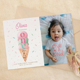 Invitación Foto de fiesta de cumpleaños de helado crema dulce