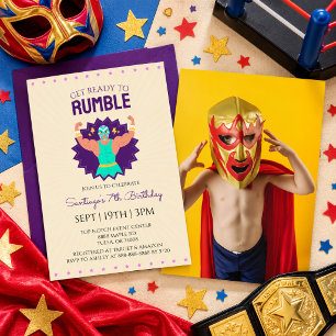 Invitación Foto de fiesta de cumpleaños de lucha libre retro