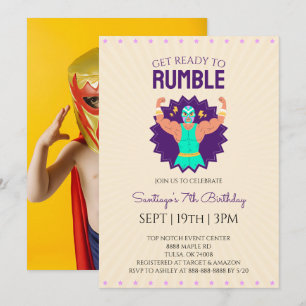 Invitación Foto de fiesta de cumpleaños de lucha libre retro