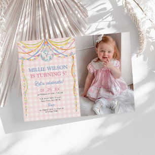 Invitación Foto de fiesta de cumpleaños de niña con colorido