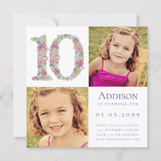 Invitación Foto de fiesta de cumpleaños de niñas de 10 años