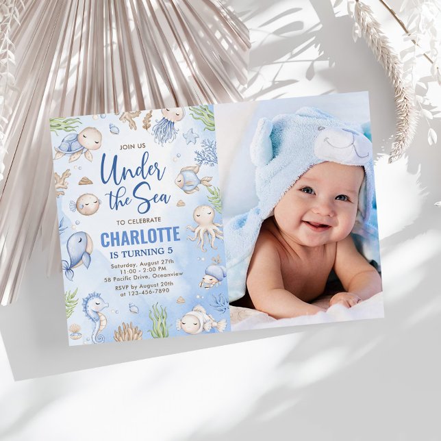 Invitación Foto de fiesta de cumpleaños de niños bajo el mar (Subido por el creador)