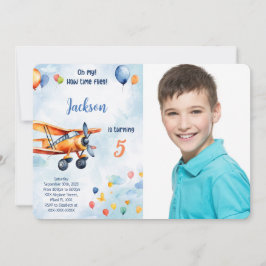Invitación Foto de Fiesta de cumpleaños de niños de avión nar