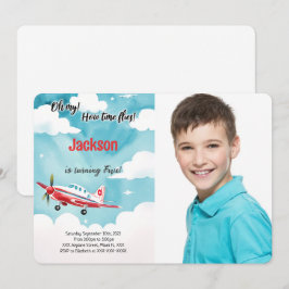 Invitación Foto de fiesta de cumpleaños de niños en avión edi