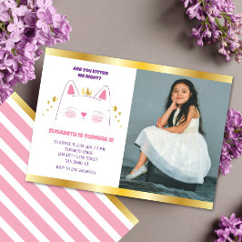 Invitación Foto de fiesta de cumpleaños de oro rosado para ga