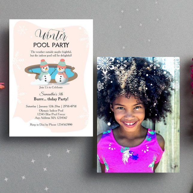 Invitación Foto de fiesta de cumpleaños de Peach Winpool (Photo Invitation)