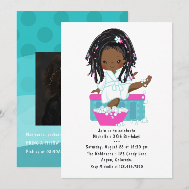 Invitación Foto de fiesta de cumpleaños de pijamada en el spa (Anverso / Reverso)