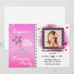 Invitación Foto de fiesta de cumpleaños de Princesa Blanca y 