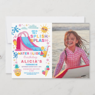 Invitación Foto de fiesta de cumpleaños de Splish Splash Wate