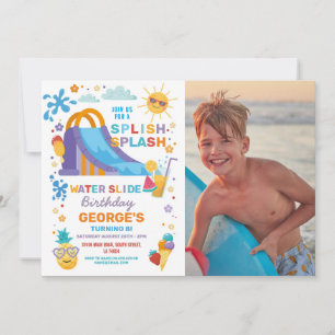 Invitación Foto de fiesta de cumpleaños de Splish Splash Wate