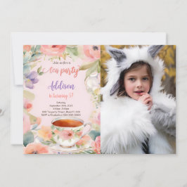 Invitación Foto de fiesta de cumpleaños de té editable
