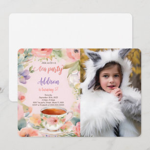 Invitación Foto de fiesta de cumpleaños de té editable