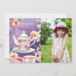 Invitación Foto de fiesta de cumpleaños de té floral