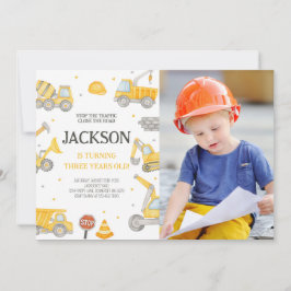 Invitación Foto de fiesta de cumpleaños del camión volcado de