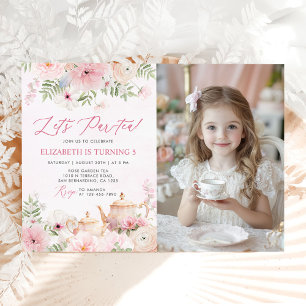 Invitación Foto de fiesta de cumpleaños del Chica de té con f