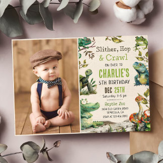 Invitación Foto de fiesta de cumpleaños del reptil