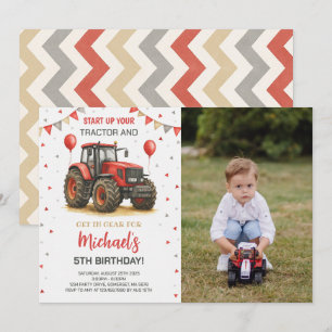 Invitación Foto de fiesta de cumpleaños del tema del Tractor 