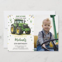 Invitación Foto de fiesta de cumpleaños del tema del Tractor