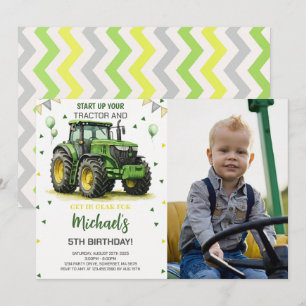 Invitación Foto de fiesta de cumpleaños del tema del Tractor 