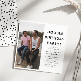 Invitación Foto de fiesta de cumpleaños doble moderna Cumplea