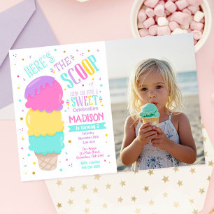 Invitación Foto de fiesta de cumpleaños dulce de helado