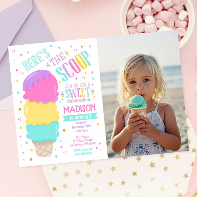 Invitación Foto de fiesta de cumpleaños dulce de helado (Subido por el creador)