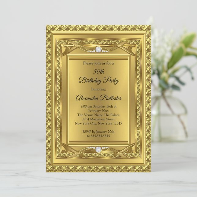 Invitación Foto de fiesta de cumpleaños elegante de diamante  (Anverso de pie)