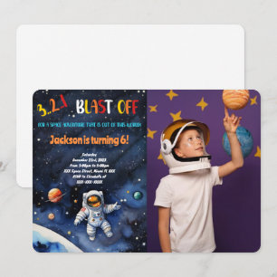 Invitación Foto de fiesta de cumpleaños en el espacio exterio