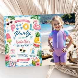 Invitación Foto de fiesta de cumpleaños en la piscina de vera