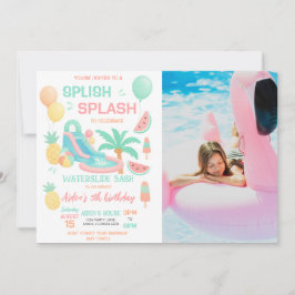 Invitación Foto de Fiesta de Cumpleaños en Tobogán Acuático