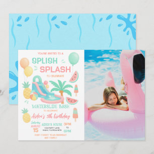 Invitación Foto de Fiesta de Cumpleaños en Tobogán Acuático