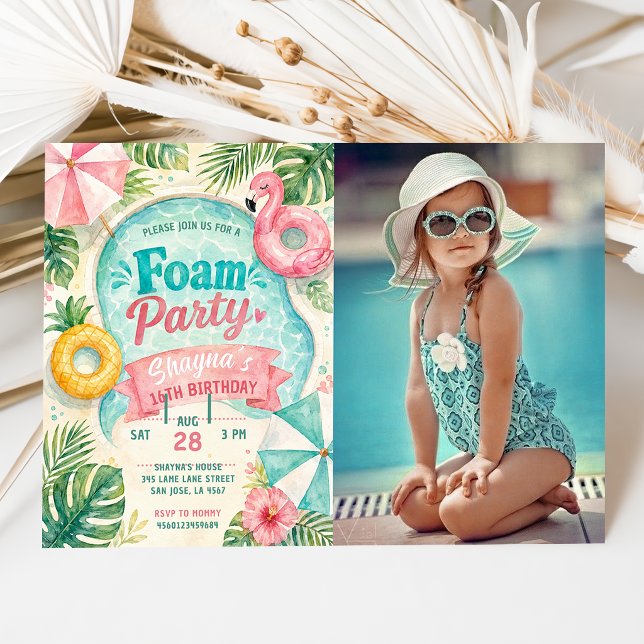 Invitación Foto de fiesta de cumpleaños junto a la piscina en (Subido por el creador)