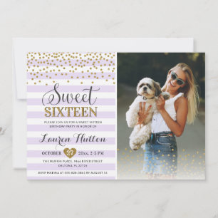 Invitación Foto de fiesta de cumpleaños Lavender Sweet Sixtee