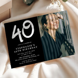 Invitación Foto de fiesta de cumpleaños moderna de 40 años