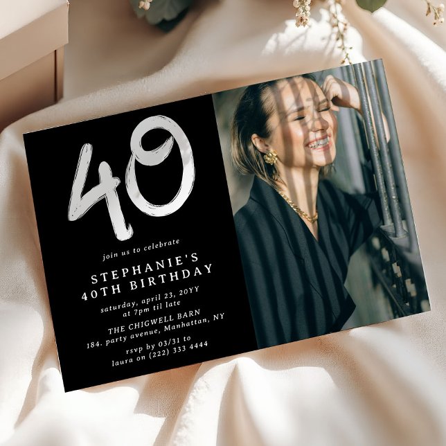 Invitación Foto de fiesta de cumpleaños moderna de 40 años (Subido por el creador)