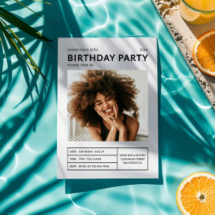 Invitación Foto de fiesta de cumpleaños moderna para cualquie