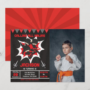 Invitación Foto de fiesta de cumpleaños Ninja Karate Ninja