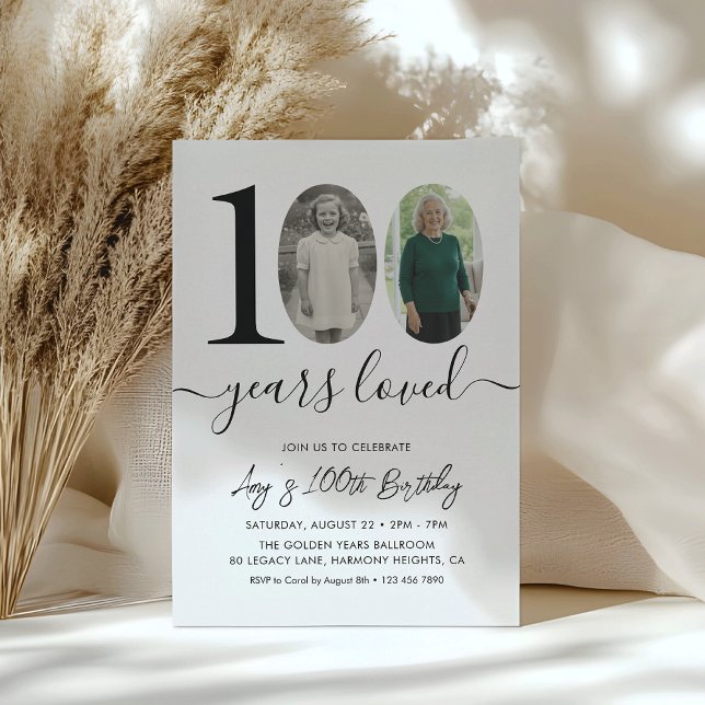 Invitación Foto de fiesta de cumpleaños número 100 simple en  (Subido por el creador)