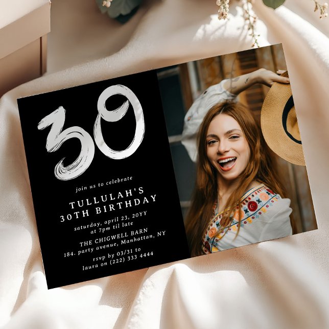 Invitación Foto de fiesta de cumpleaños número 30 moderna (Subido por el creador)