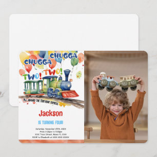 Invitación Foto de fiesta de cumpleaños número 4 en tren