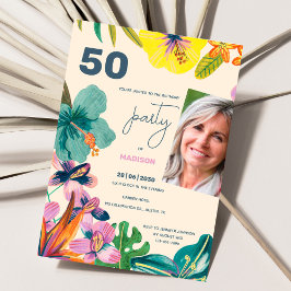 Invitación Foto de fiesta de cumpleaños número 50 con temátic