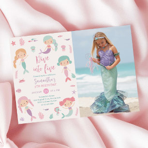 Invitación Foto de fiesta de cumpleaños número cinco de siren