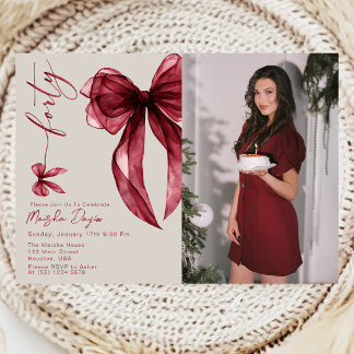 Invitación Foto de fiesta de cumpleaños número cuarenta de Bu