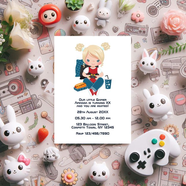 Invitación Foto de Fiesta de cumpleaños para niños con temas  (Gaming-Themed Kids Birthday Party Photo Invitation)